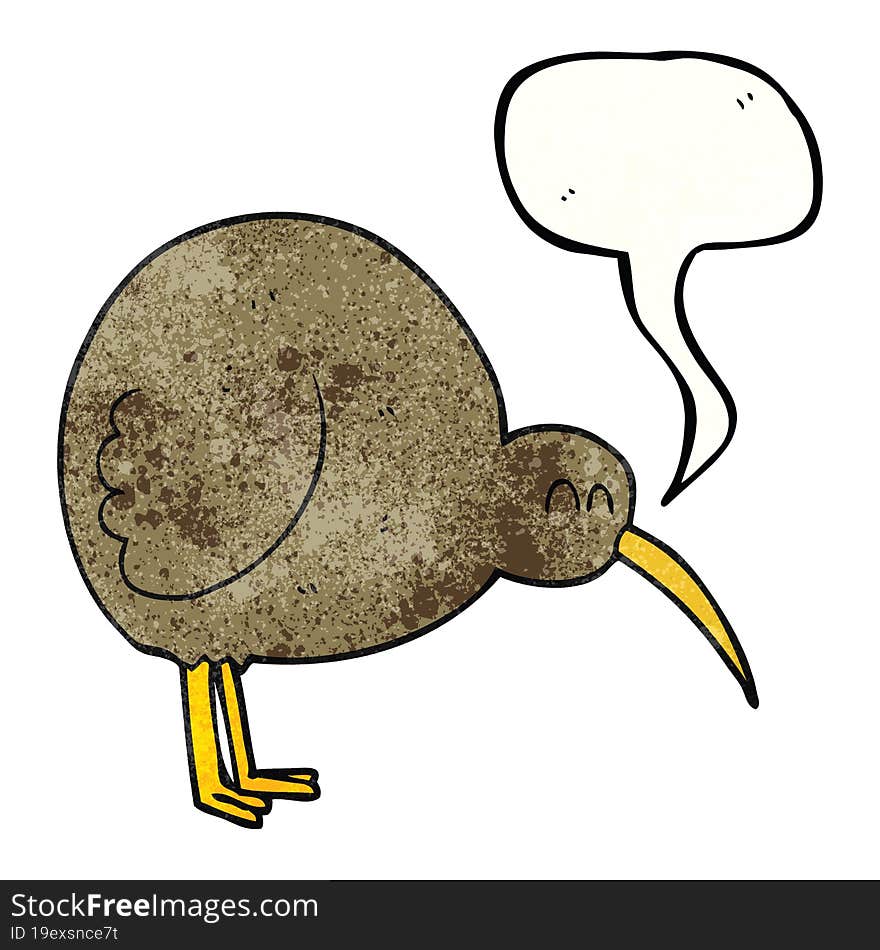 speech bubble textured cartoon kiwi bird