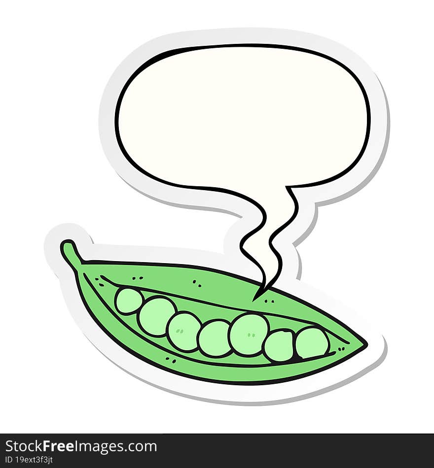 cartoon peas in pod and speech bubble sticker