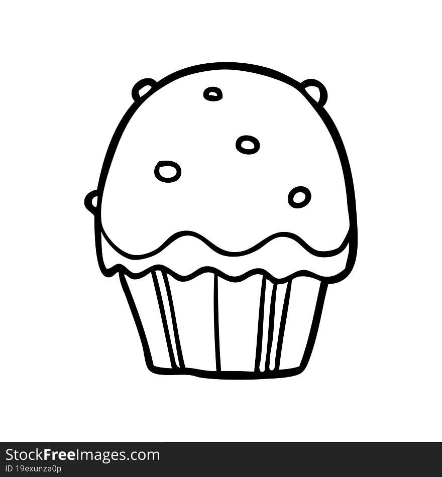 line drawing of a cupcake. line drawing of a cupcake