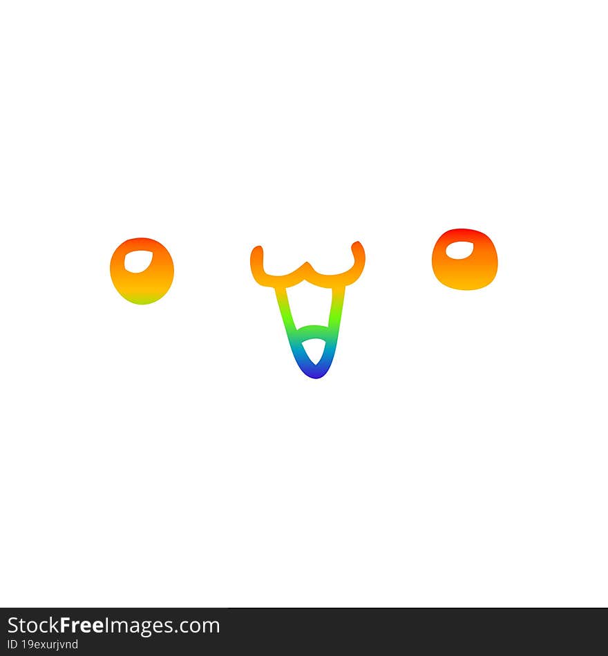 rainbow gradient line drawing of a cute happy face cartoon