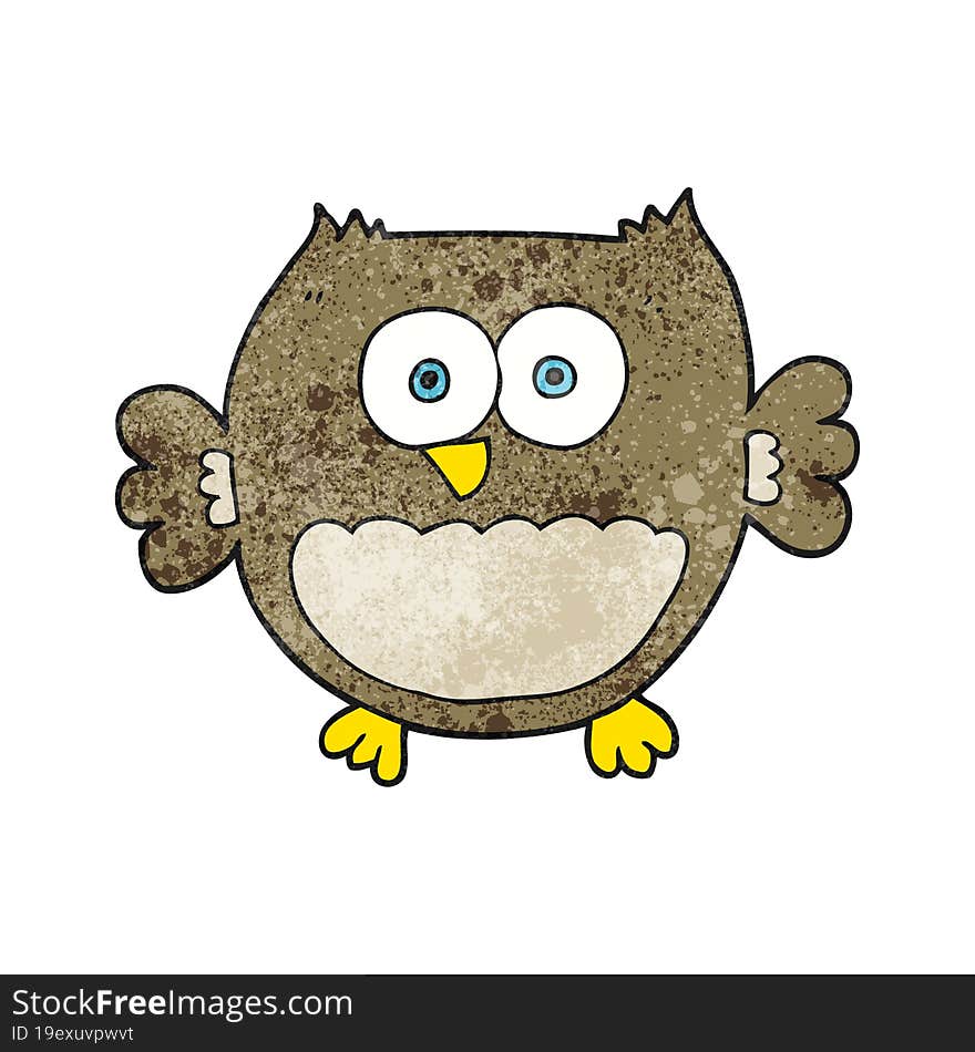 freehand textured cartoon owl