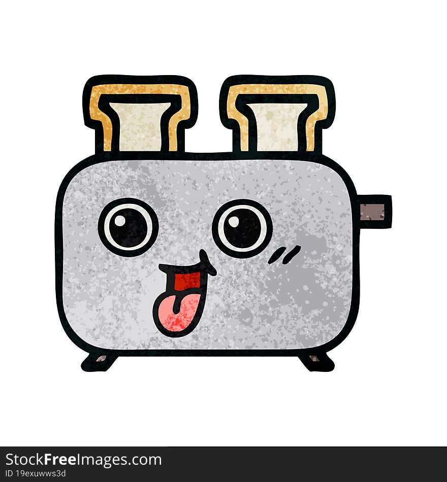 retro grunge texture cartoon of a toaster