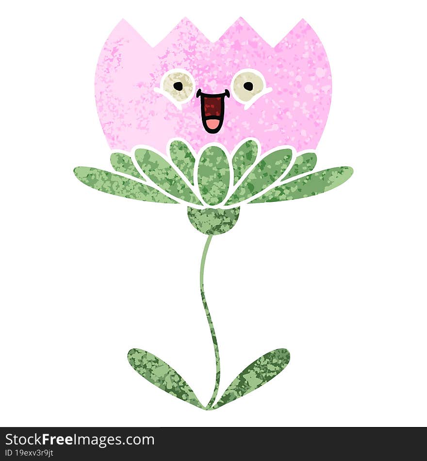 retro illustration style cartoon of a flower