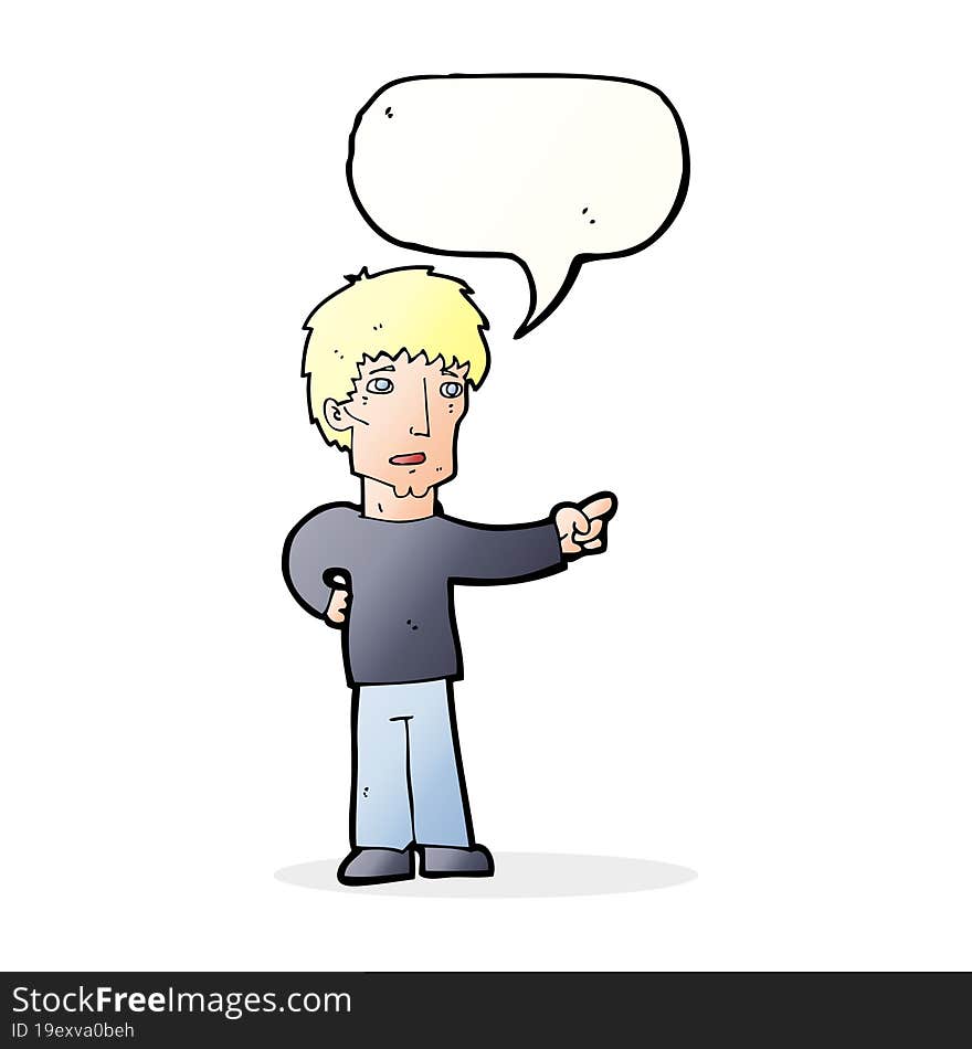 Cartoon Pointing Man With Speech Bubble