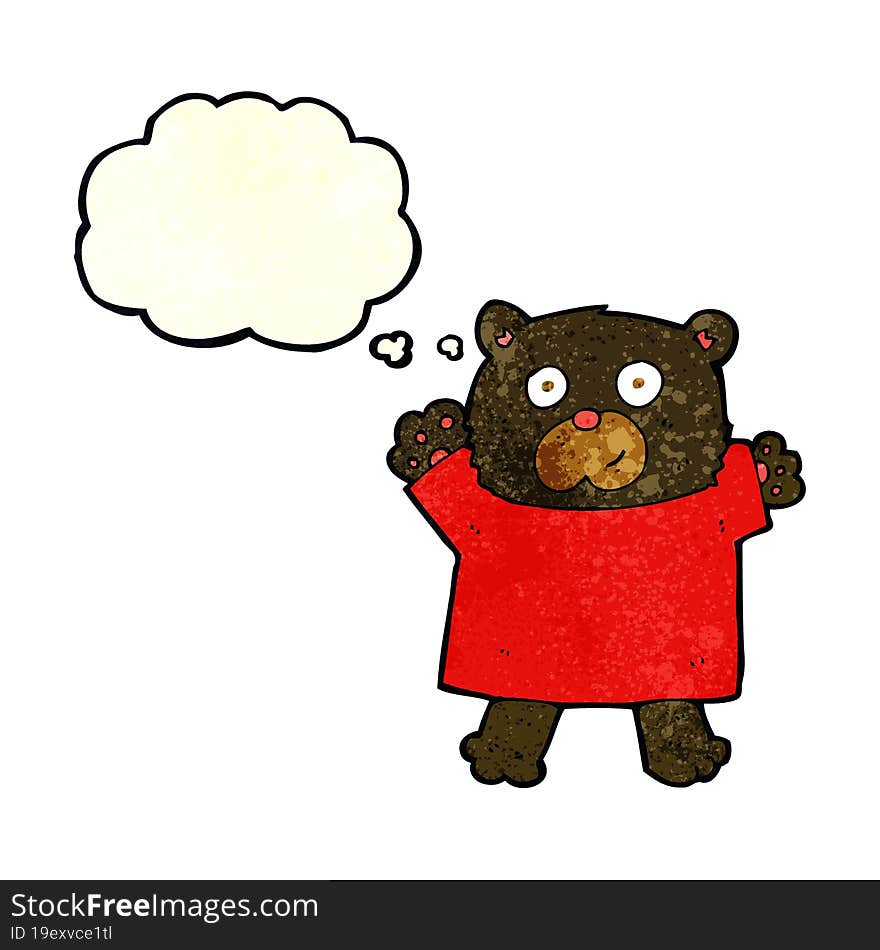 cartoon cute black bear with thought bubble