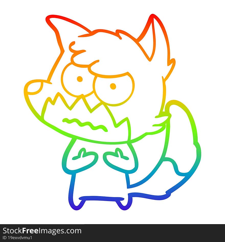 rainbow gradient line drawing cartoon annoyed fox