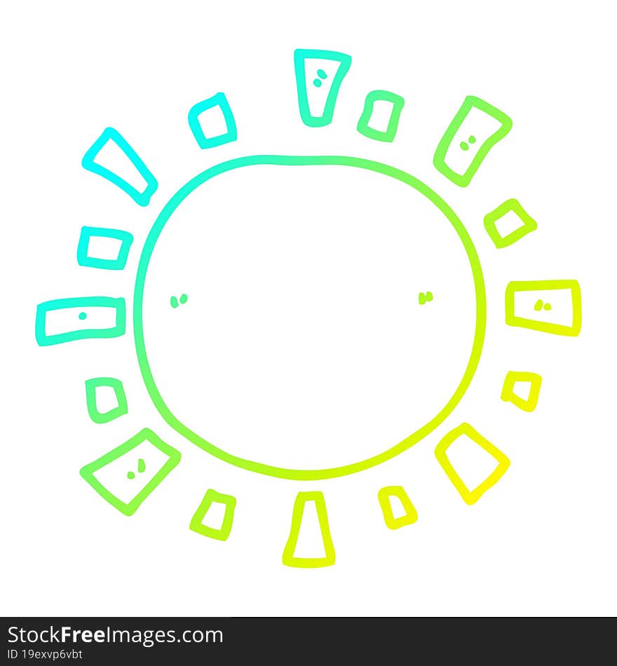 cold gradient line drawing cartoon sun