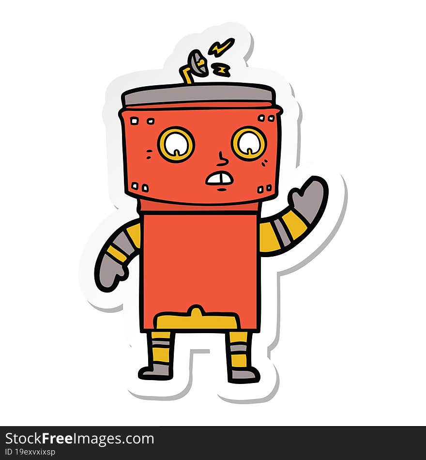 sticker of a cartoon robot