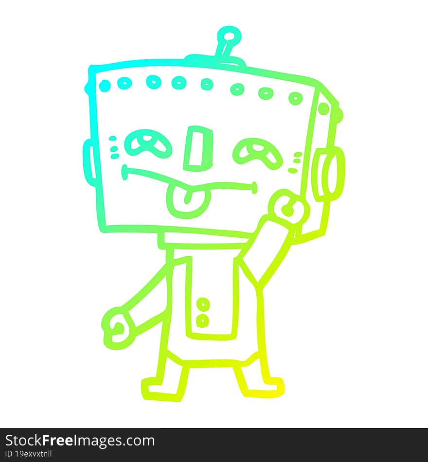 cold gradient line drawing cartoon robot