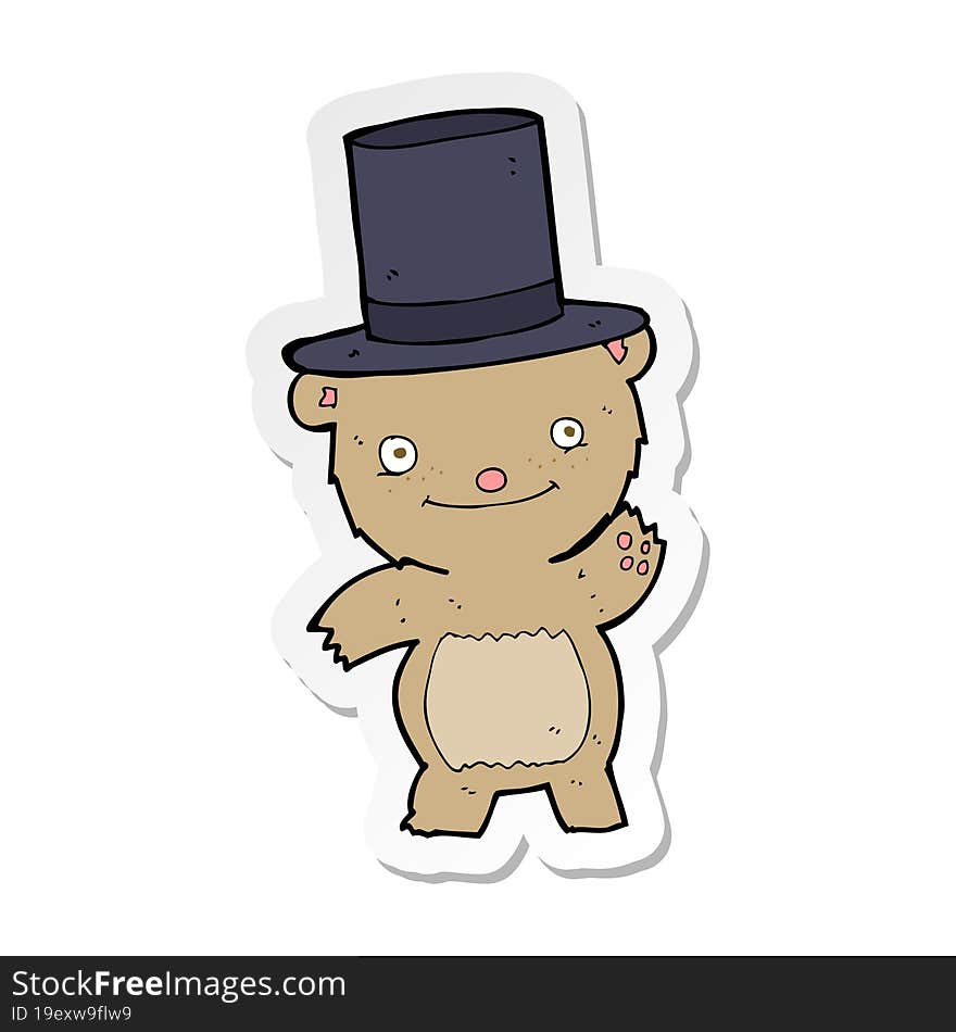 sticker of a cartoon bear in top hat