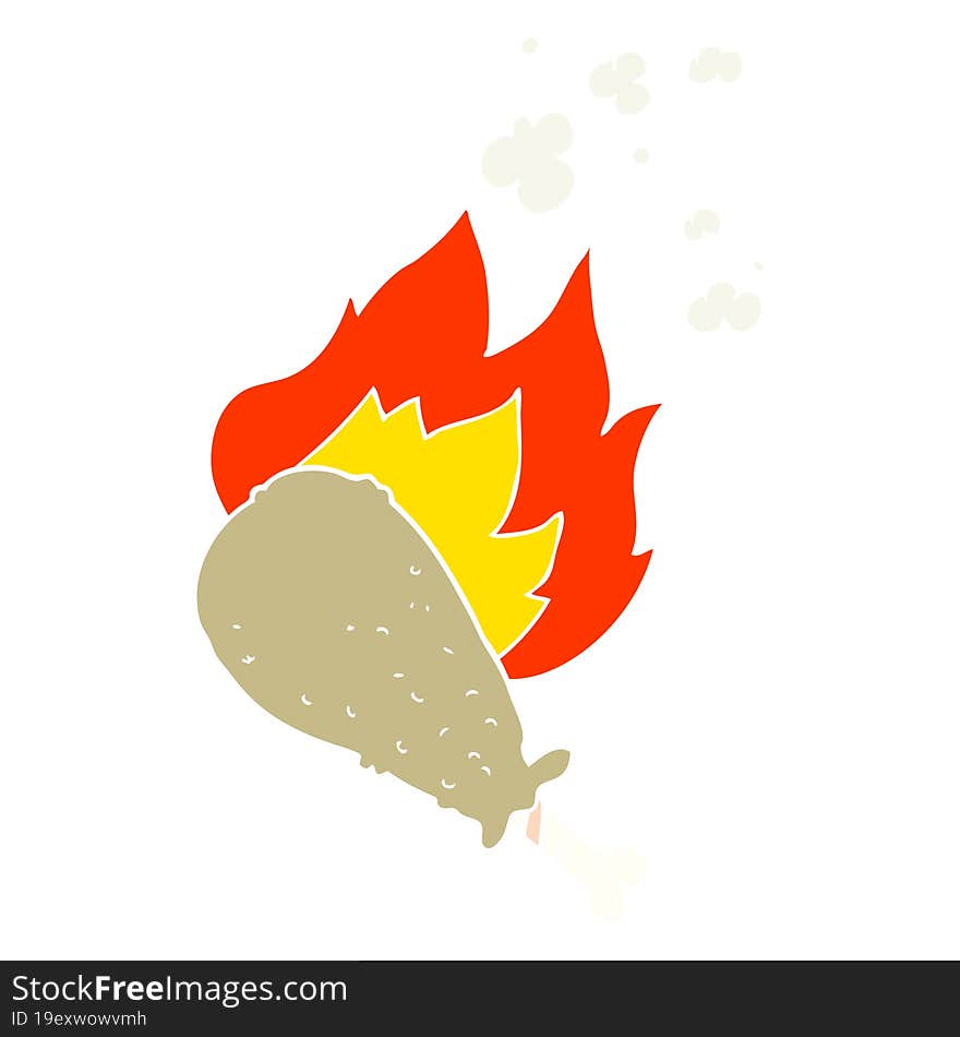 flat color illustration of a cartoon cooked chicken leg