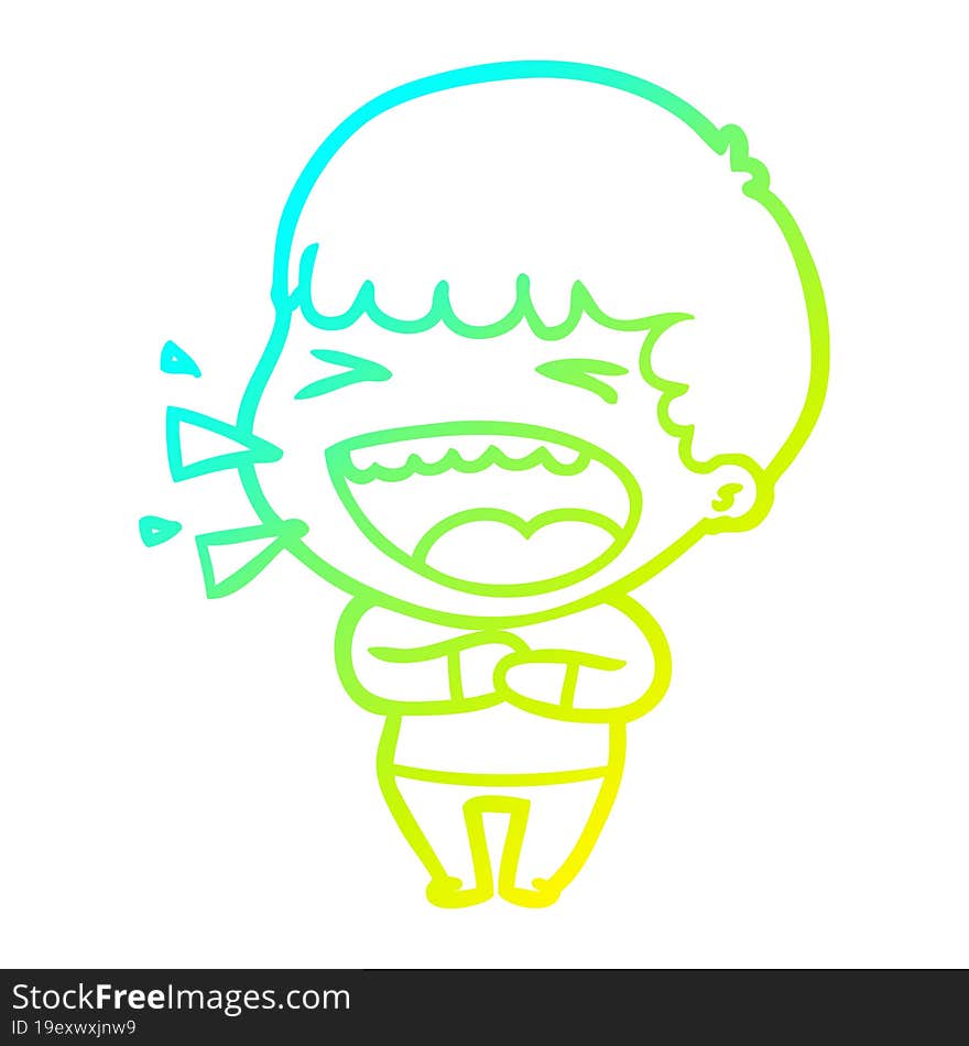 Cold Gradient Line Drawing Cartoon Laughing Man