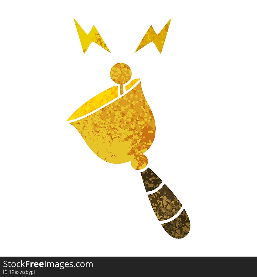 retro illustration style cartoon of a ringing hand bell