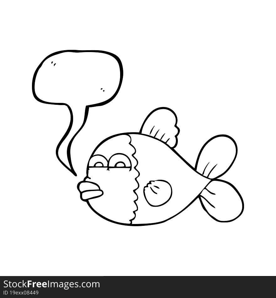 freehand drawn speech bubble cartoon fish