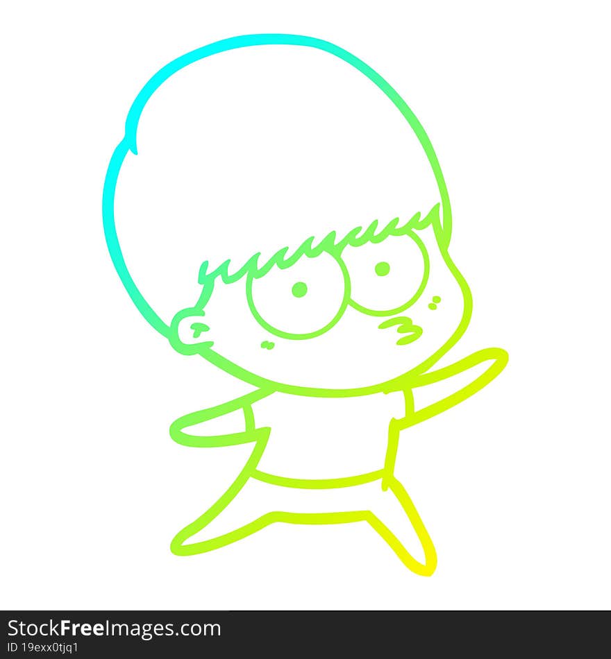 cold gradient line drawing nervous cartoon boy