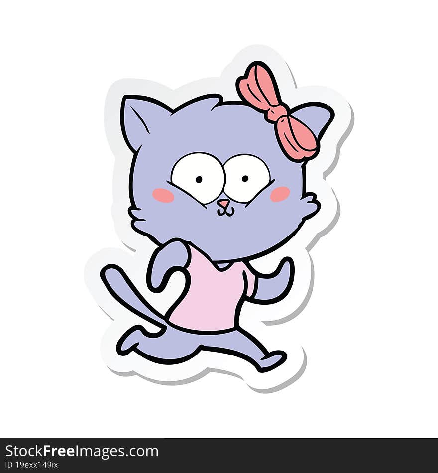 Sticker Of A Cartoon Cat