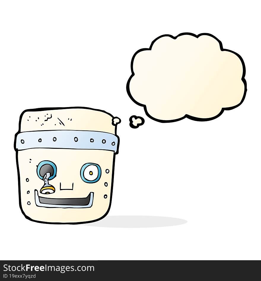 cartoon robot head with thought bubble