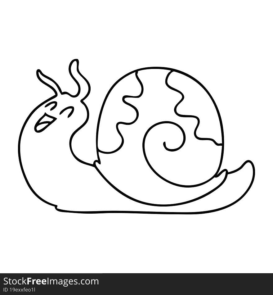 quirky line drawing cartoon snail