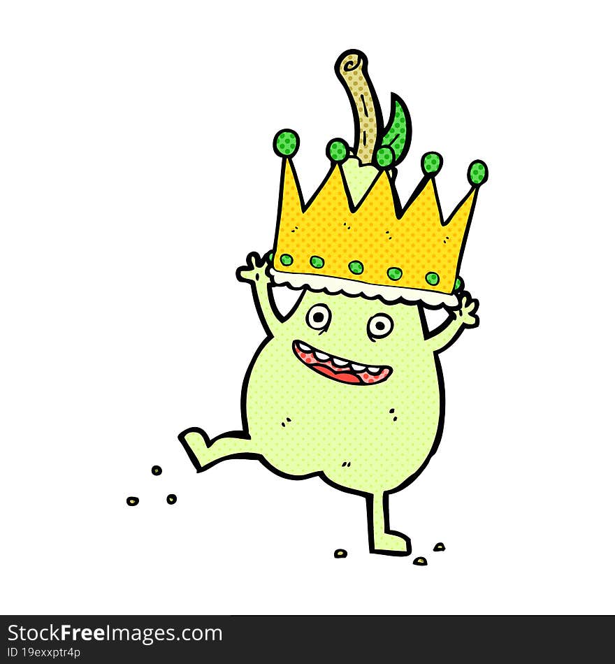 caroon pear wearing crown