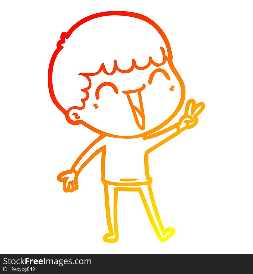 Warm Gradient Line Drawing Cartoon Happy Man