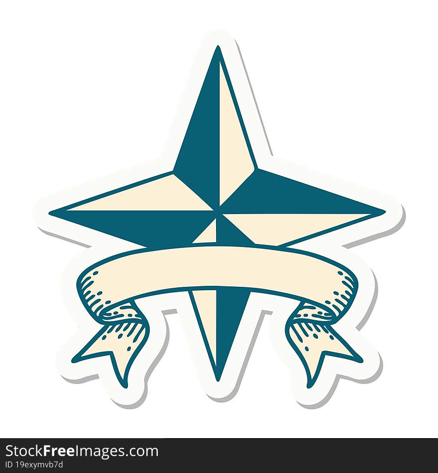 Tattoo Sticker With Banner Of A Star Symbol