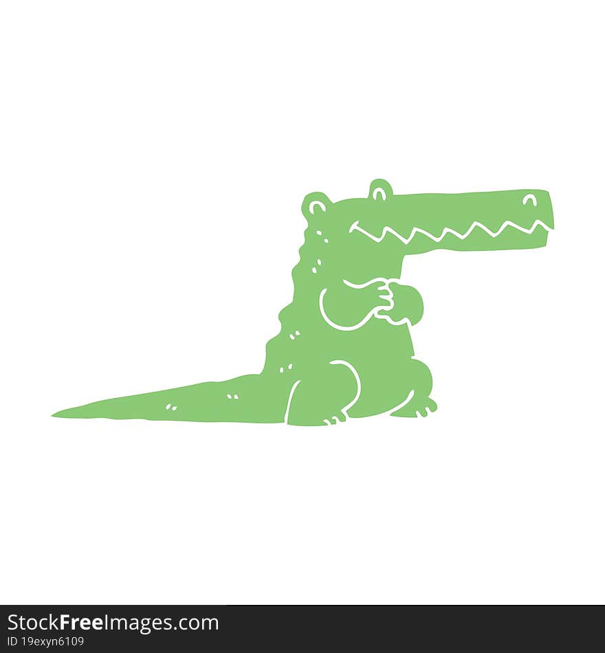 flat color style cartoon crocodile