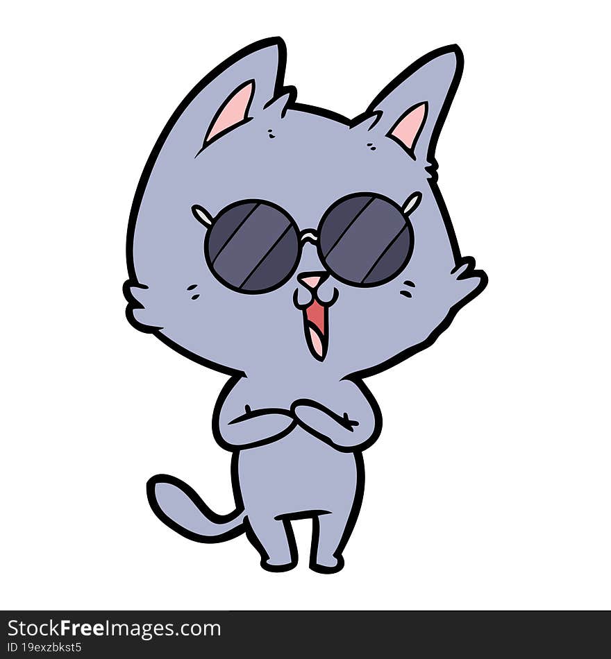 funny cartoon cat wearing sunglasses. funny cartoon cat wearing sunglasses