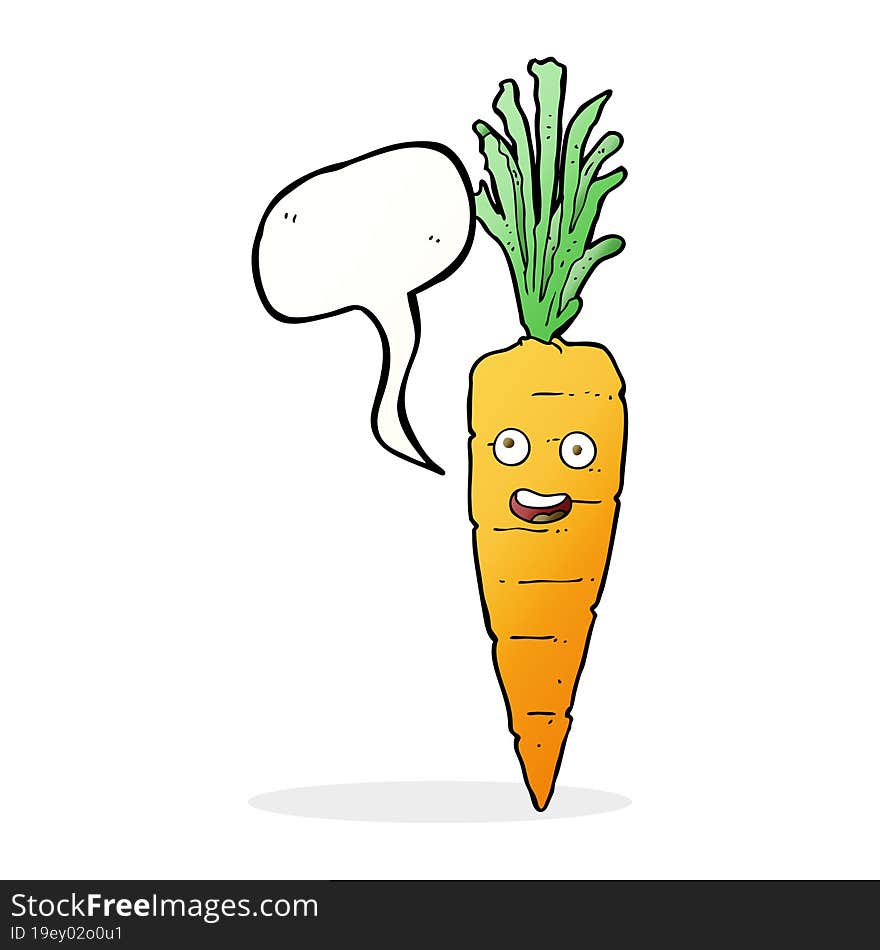 cartoon carrot with speech bubble