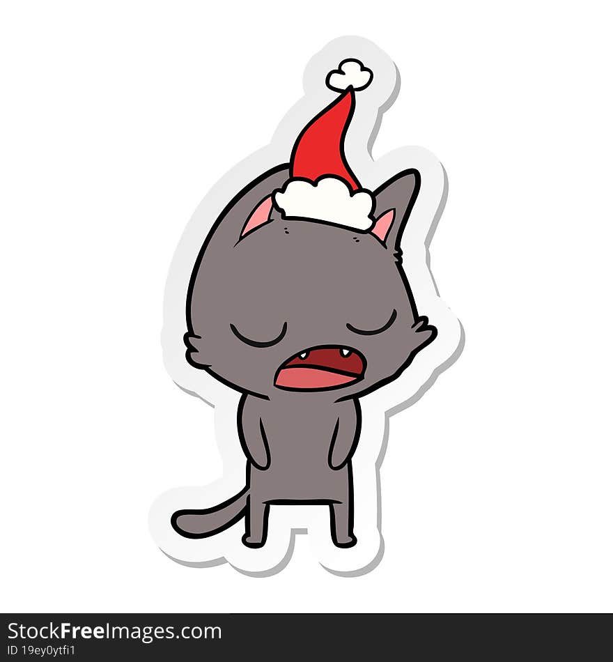 Talking Cat Sticker Cartoon Of A Wearing Santa Hat