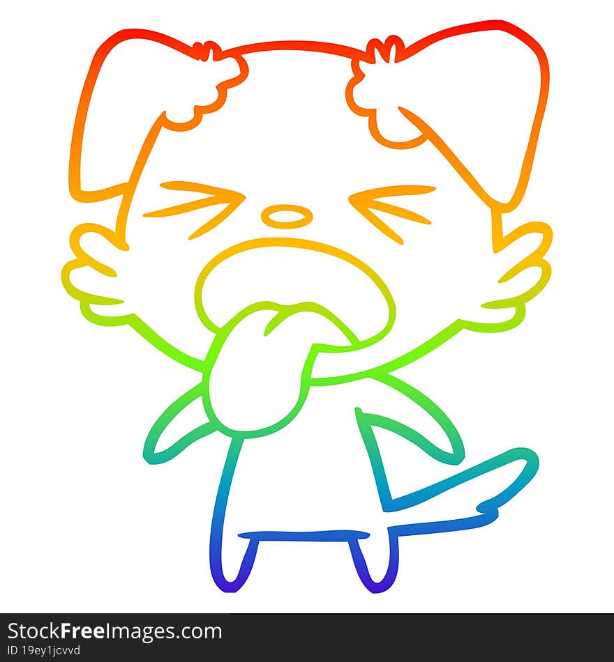 rainbow gradient line drawing cartoon disgusted dog