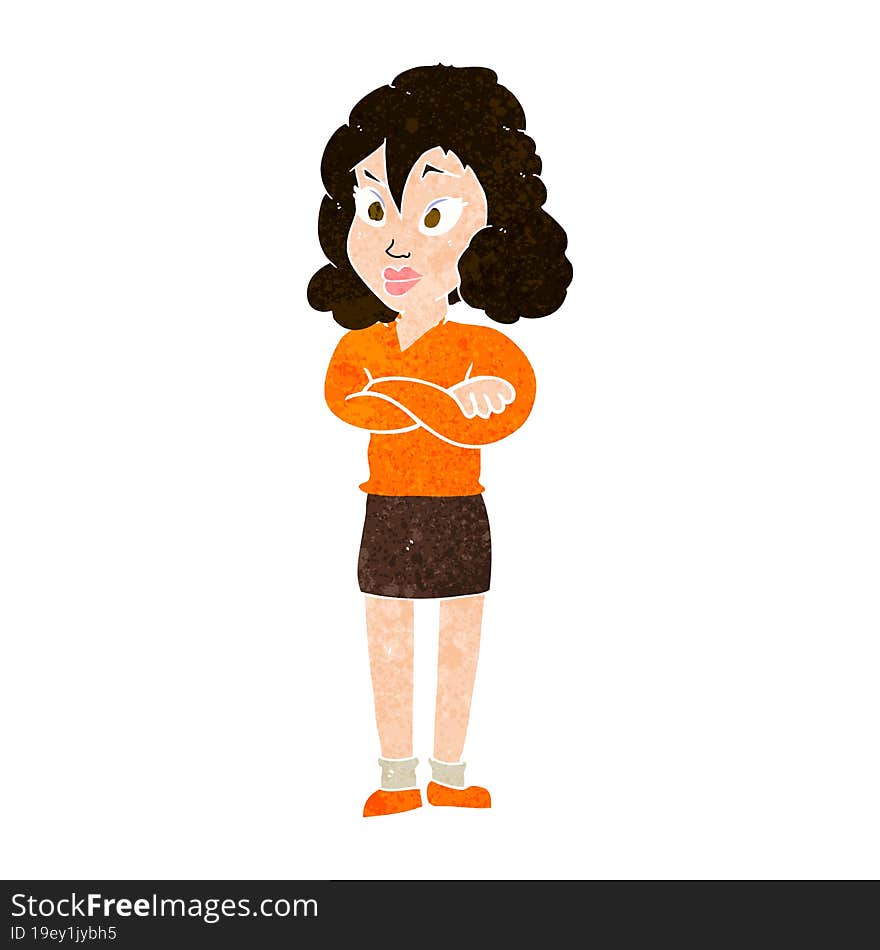 cartoon woman with crossed arms