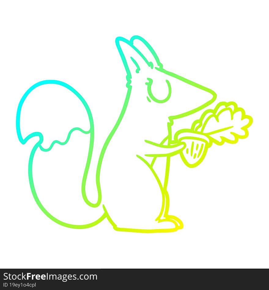 cold gradient line drawing cartoon squirrel