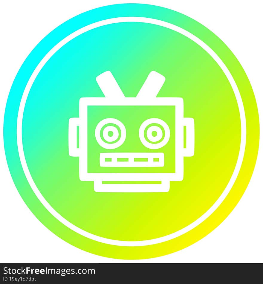 robot head circular in cold gradient spectrum