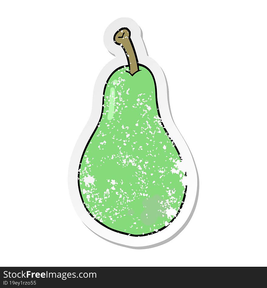 distressed sticker of a cartoon pear