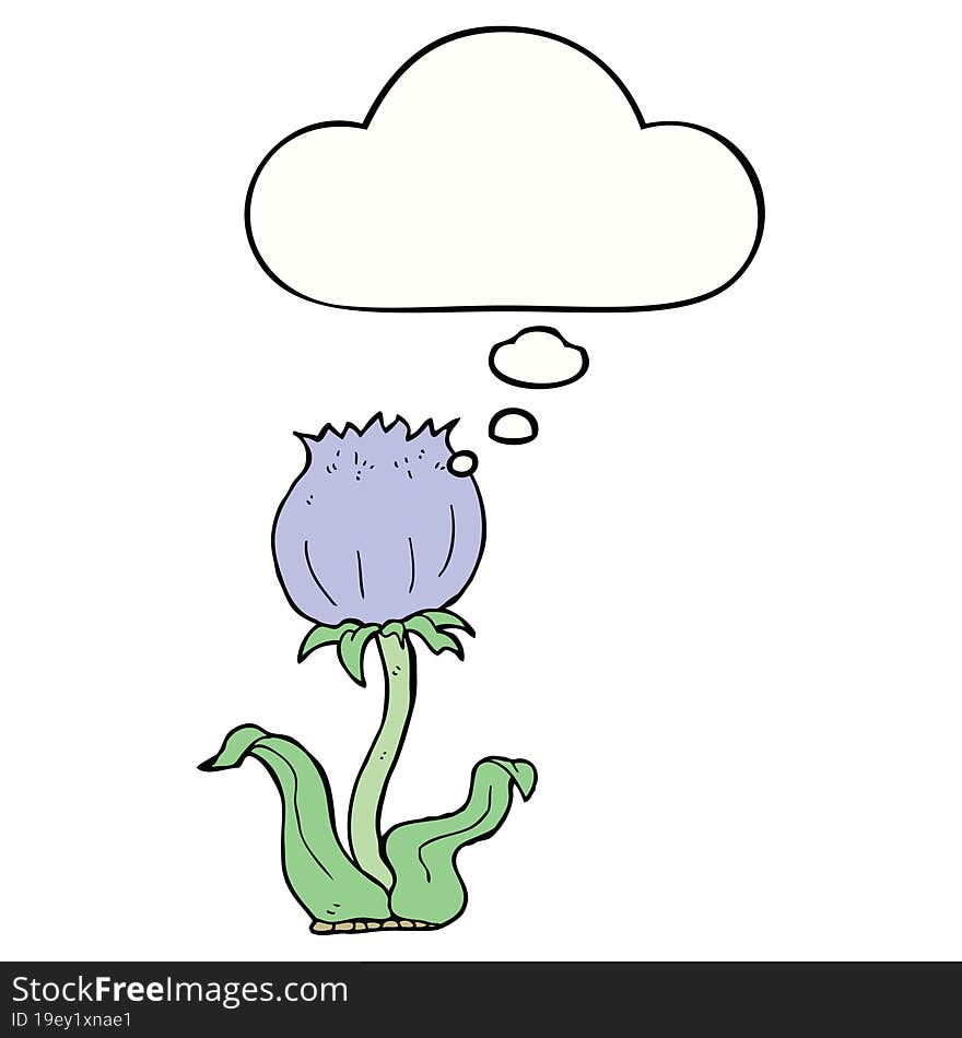 Cartoon Wild Flower And Thought Bubble