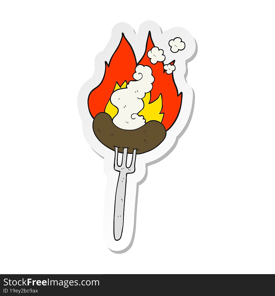 sticker of a cartoon hot sausage