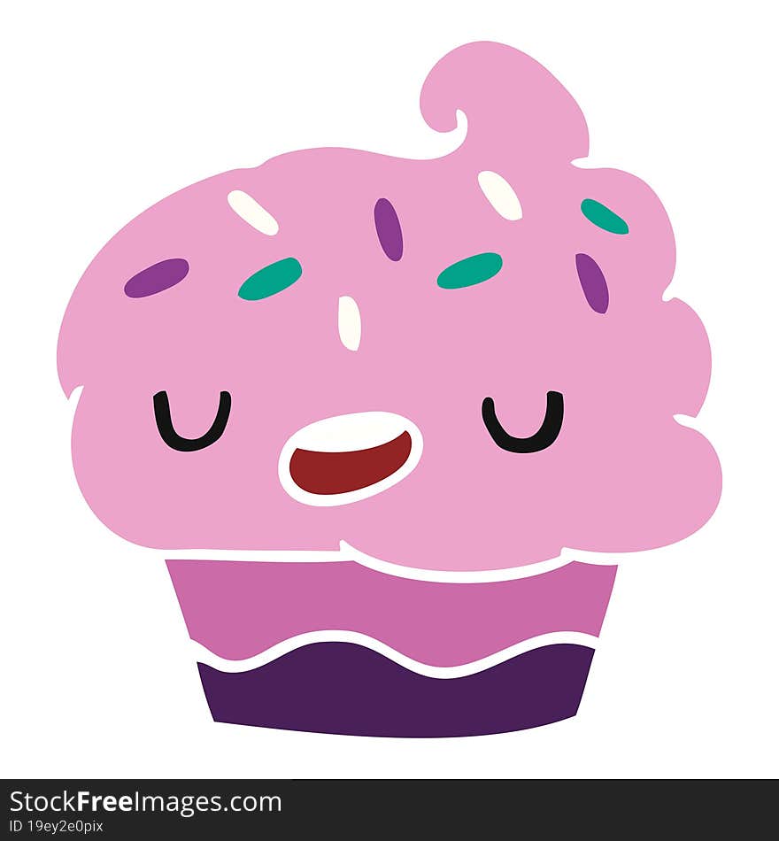 cartoon illustration kawaii of a cute cupcake. cartoon illustration kawaii of a cute cupcake