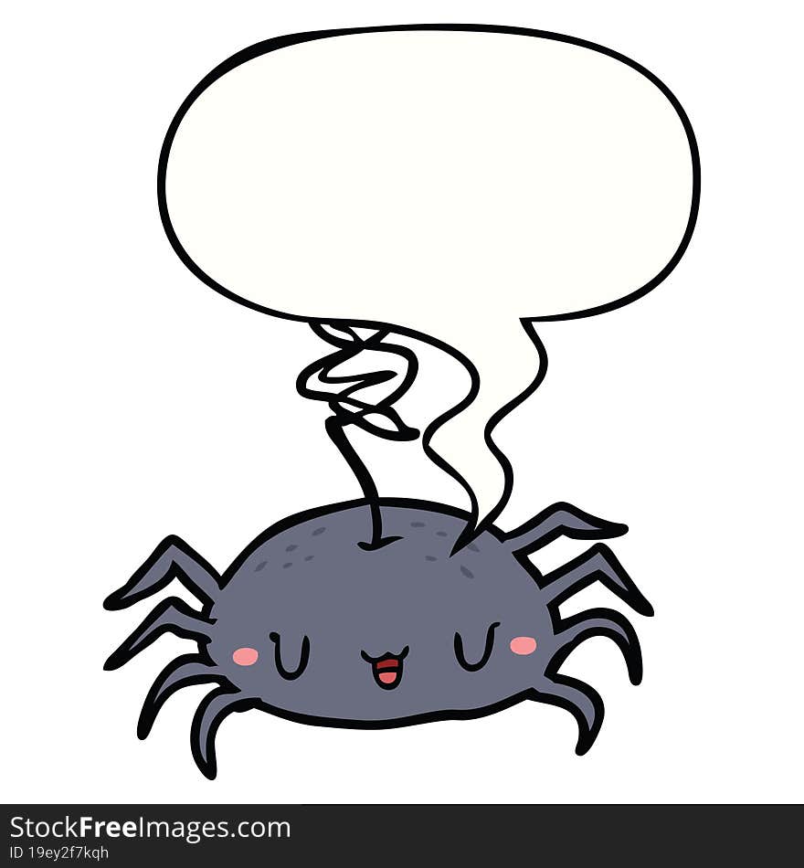 cartoon halloween spider and speech bubble