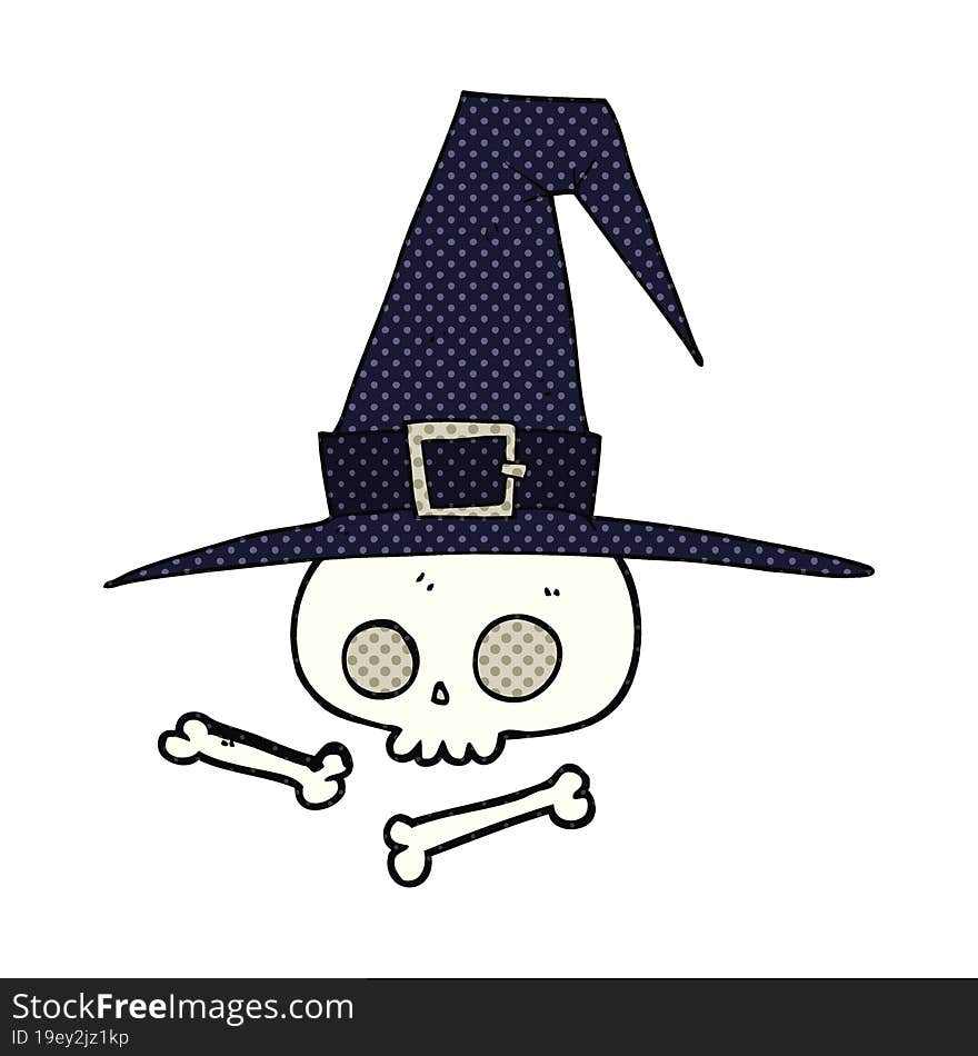 Cartoon Witch Hat With Skull