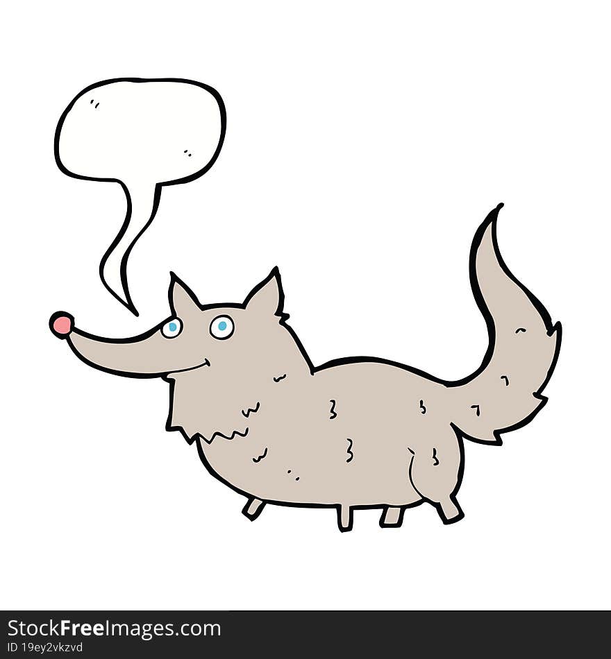 cartoon little wolf with speech bubble