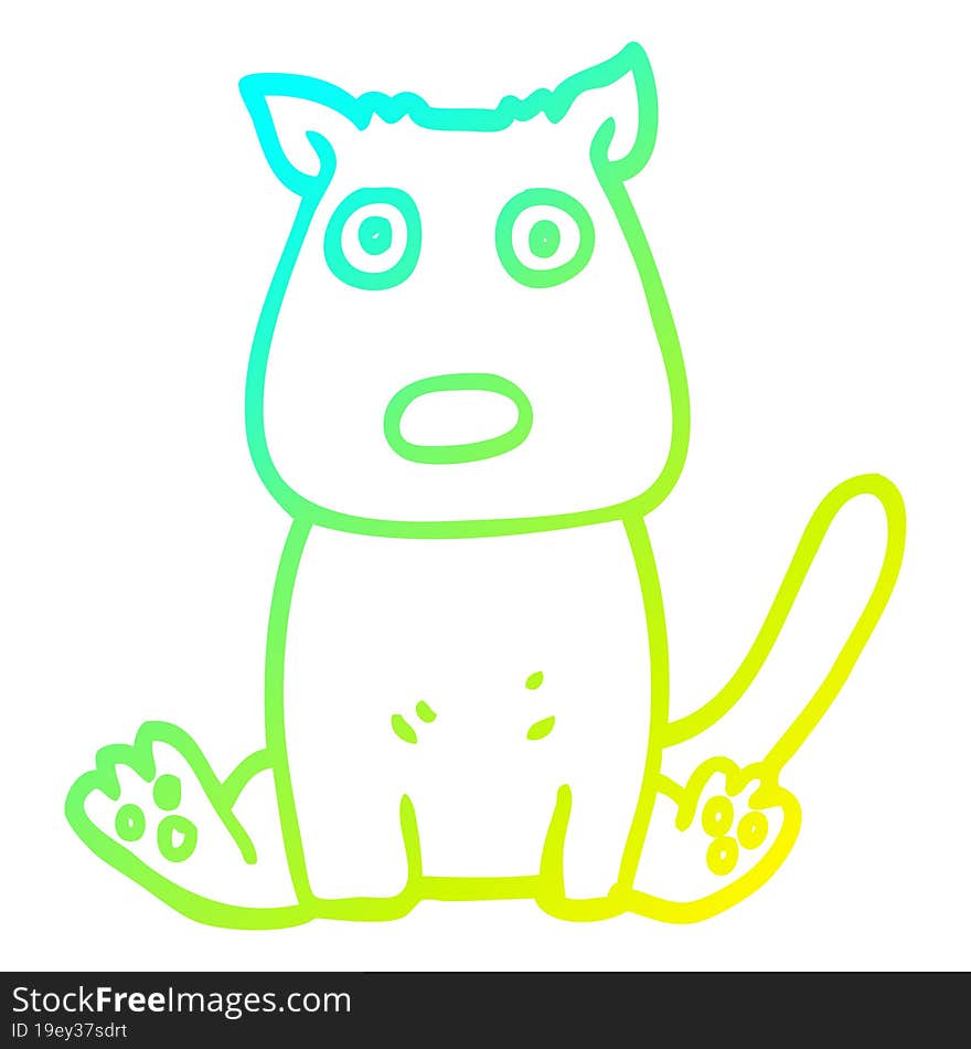 cold gradient line drawing cartoon calm dog