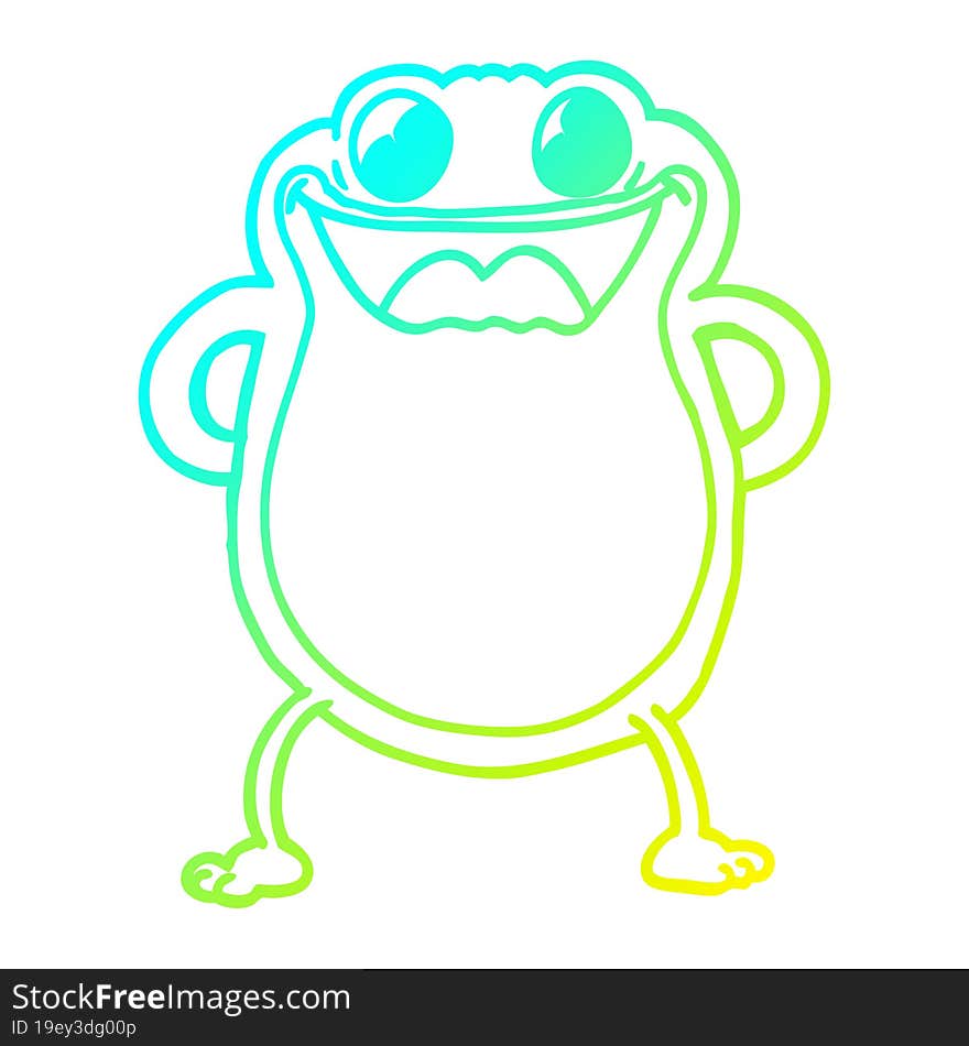 cold gradient line drawing of a cartoon frog