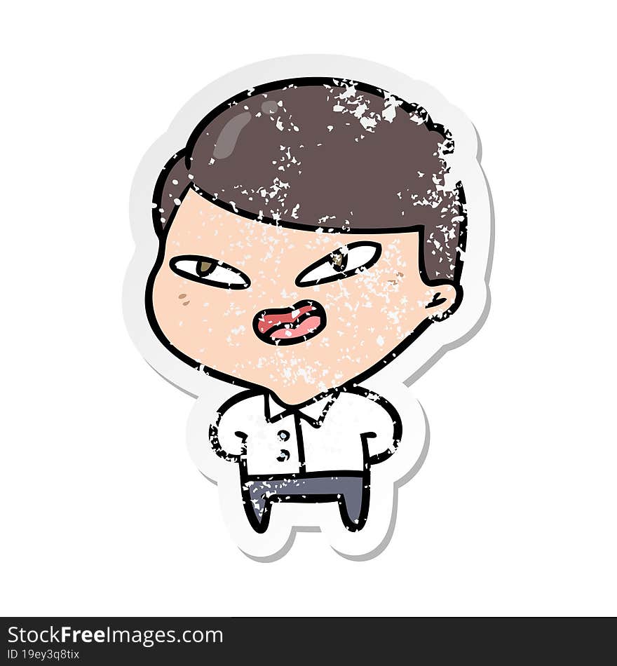 distressed sticker of a cartoon happy business man