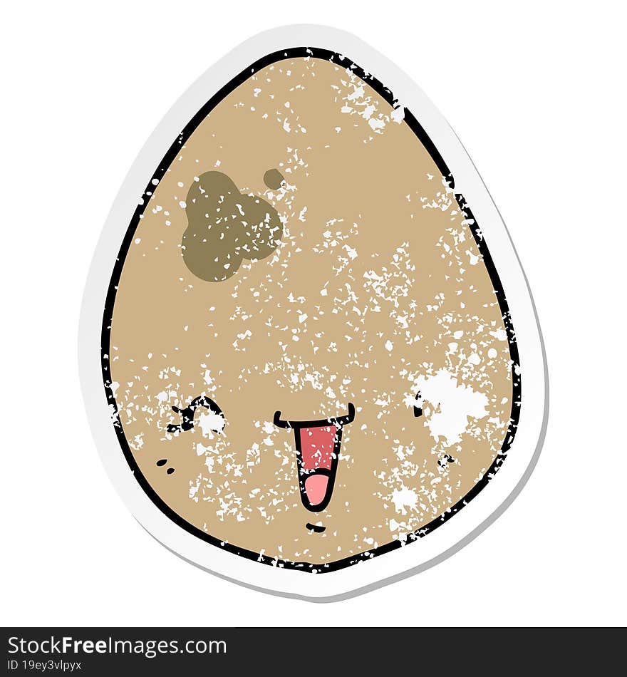 Distressed Sticker Of A Cartoon Egg