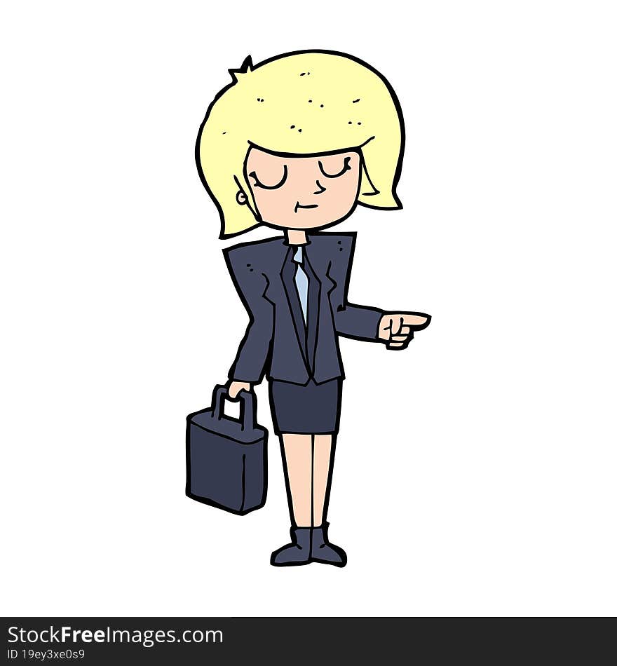 cartoon businesswoman pointing