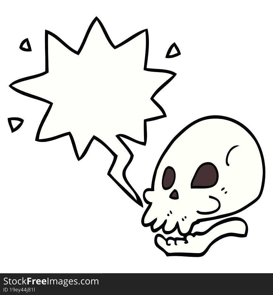 Cartoon Skull And Speech Bubble