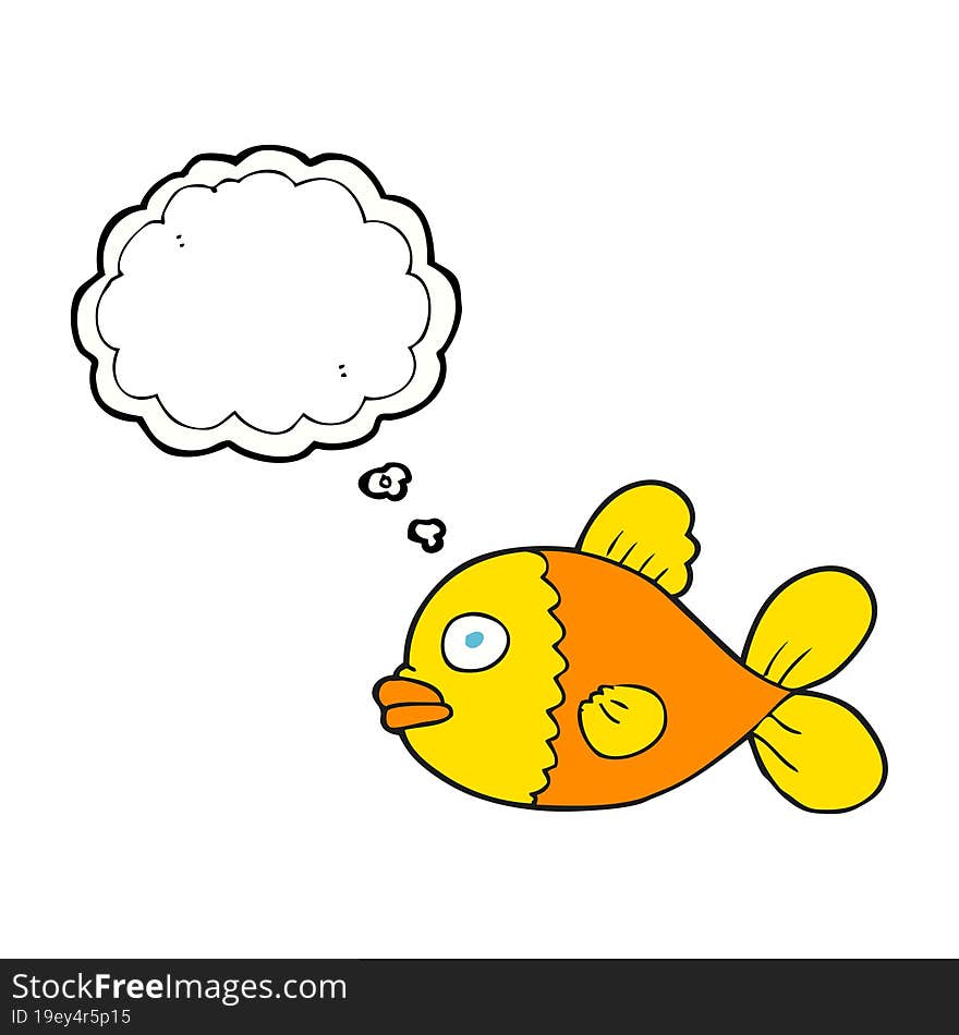 freehand drawn thought bubble cartoon fish