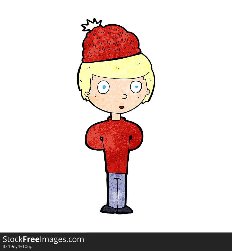 cartoon man wearing winter hat