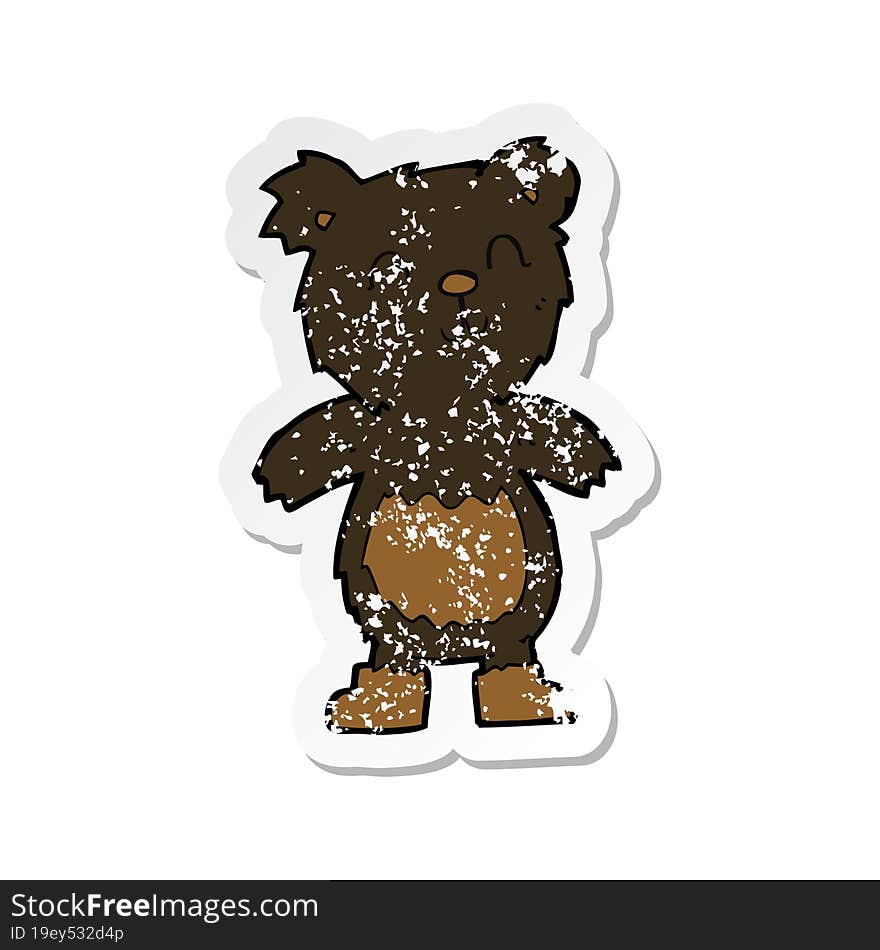 retro distressed sticker of a cartoon teddy black bear