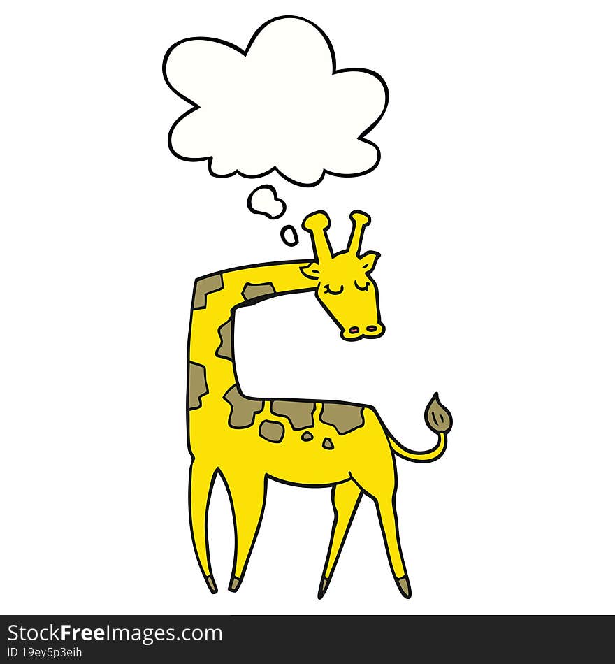 cartoon giraffe and thought bubble